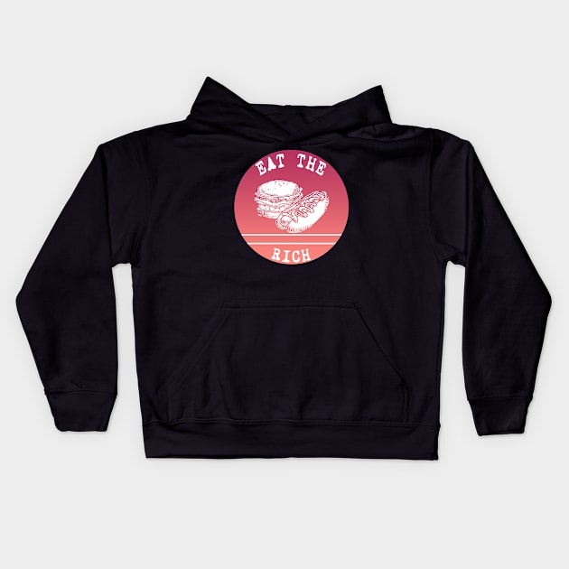 Eat The Rich Retro Cook Out Art Words Inside Red Summer Kids Hoodie by aaallsmiles